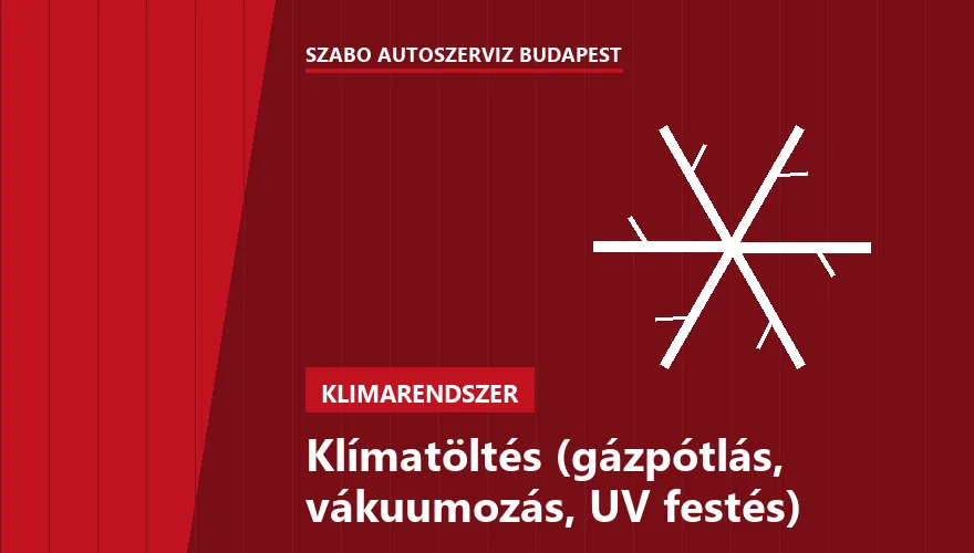 Klímatöltés (gázpótlás, vákuumozás, UV festés) a Szabó Autószervíz Budapest szervizében